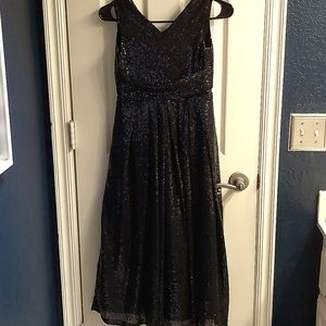 Girls Navy Sequin Dress